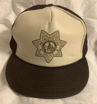 Vintage Police Metropolitan Las Vegas Snapback Mesh Trucker Hat Cap Lvmpd Brown