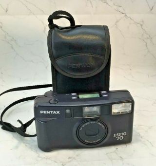 Pentax Espio 70 Vintage 35mm Camera With Film Roll Case & Battery