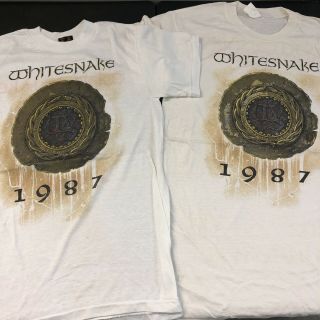 (2) Vintage 1987 Whitesnake Tour Concert T - Shirt 80s Metal Glam L Xl Tee Vtg