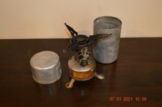 Old Vtg.  1945 Military Gas Stove In Aluminum Case Ww2 Camp Cook Camping