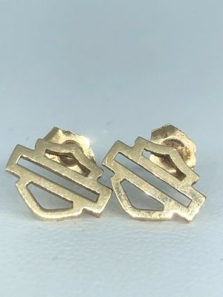 10k Gold Harley Davidson Logo Stud Earrings