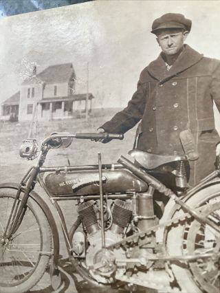 The Flying Merkel RPPC Real photo Vintage Postcard motorcycle bike With Man 2