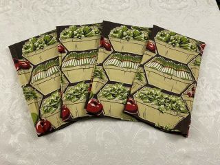 4 Vintage 3 Fibre Printed Tea Towels Martex Dry Me Dry Vegetable Market Tags