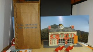 Vintage Keystone Fire Department Engine Station House - Fire W/trucks,  Rare W/o/b