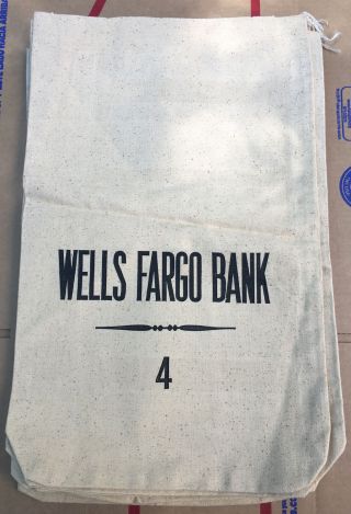 Vintage Wells Fargo Bank 4 Canvas Money Bag Deposit Bag (set Of 8) 12.  25 X 19.  5