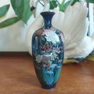 Antique / Vintage Cloisonne Vase Chinese Japanese Enamelled Brass