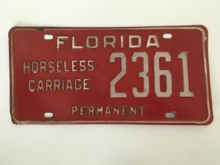 1960 Florida Horseless Carriage License Plate Permanent All