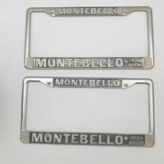 Two (2) Vintage Montebello Lincoln Mercury Dealer License Plate Frame Holder