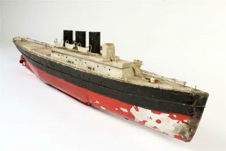 Vintage C1920 Large Tinplate Ocean Liner / Ship 79cm (31 Inches) 2145