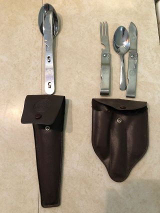 2 - Boy Scouts Of America Imperial 1 - Folding Fork Knife Spoon Utensils Set 1 Reg