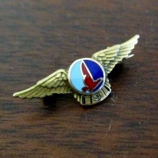 Vtg 10k Gold Eastern Airlines Eal Service Award Pin Wings - Hawk Old Logo