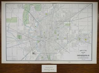 Vintage 1902 Indianapolis Indiana Map 22 " X14 " Old Antique Butler University