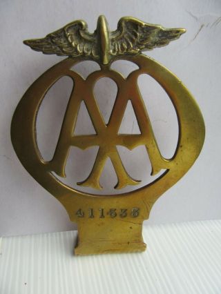 Very Old Aa Brass Car Badge
