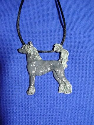Chinese Crested Standing Necklace Ooak Pewter Dog Jewelry By Cindy A.  Conter