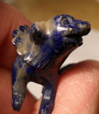 Vintage Chinese Hand Carved Lapis Lazuli Dog Figurine 12.  3 Gr 32mm X 27mm