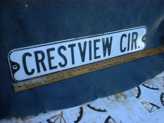 Crestview Cir Vintage Street Sign Embossed 30 X 6 Black & White,  Heavy Metal