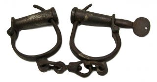 Old West Police Civil War Pirate Iron Adj Handcuffs Restraints Shackles W/ Key