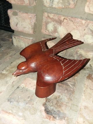 Wooden Carved Bird On Stand Numbered.  4 1/2 " Tall,  5 1/2 " Wide