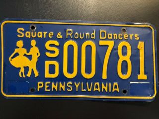 Pennsylvania Square And Round Dancers License Plate Rare Plate