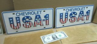 Usa1 License Two Tags - Fresh Out Of Box For Chevy Dealer Showroom Cars