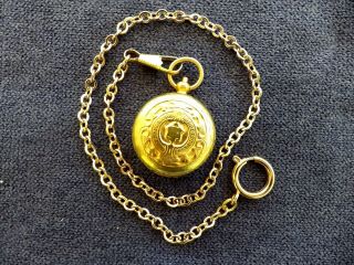 Gold Sovereign Vintage Pendant Case Holder Brass With Chain