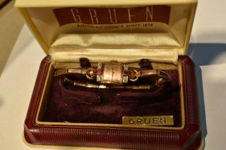 Vintage Gruen Precision Ladies 14k Pink Gold Verithin Watch W/ Accent Stones