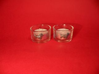 Dandie Dinmont On Two Round Glass Tea Light Candles Pet Dog Terrier Owner Gift