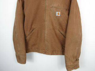 VTG 90s Carhartt Mens Beige USA Detroit Jacket Blanket Lined Zip Workwear Medium 3