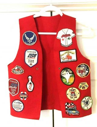 Cub Scout Bsa Scout Red Felt Vest Akron Ohio Area Great Trail Council 2000 