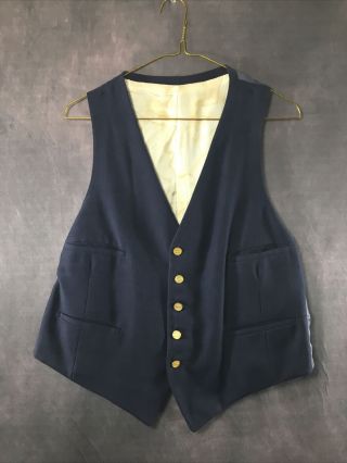 Rare Vintage Railroad Frisco Uniform Blue Train Conductor Vest With Gold Buttons