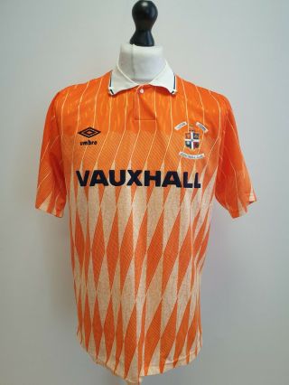 Mens Vintage Umbro Luton Town Fc 90 - 91 Orange Vauxhall Away Football Shirt Uk S