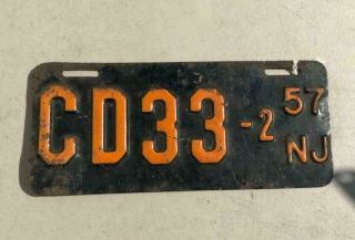 Antique Vintage Jersey 1957 Collectible Motorcycle License Plate