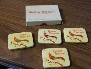 Vintage Golden Pheasant Condom Prophylactic Tin Boxed 4 Set,  Empty Rare
