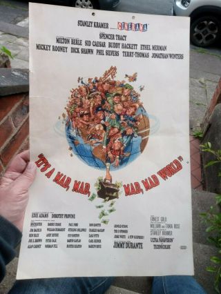 Vintage 1960s Film Advertising Poster Its A Mad Mad Mad Mad World - Phil Silvers