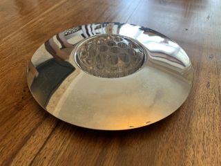 “old Hall” Stainless Steel - Vintage Very Rare - Posy Bowl With Glass Block