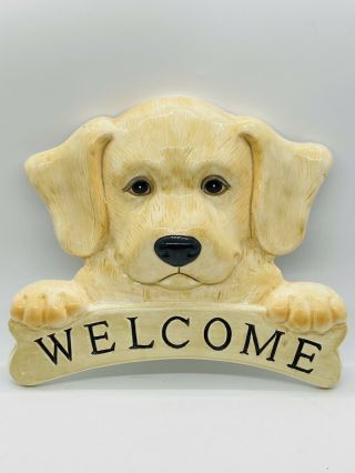 Big Sky Canine Hanging Ceramic Golden Retriever Welcome Sign