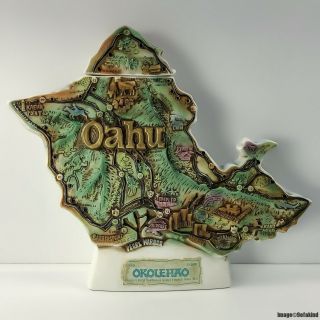 Vintage Okolehao Oahu Island Hawaii Porcelain Alcohol Decanter Honolulu - Empty