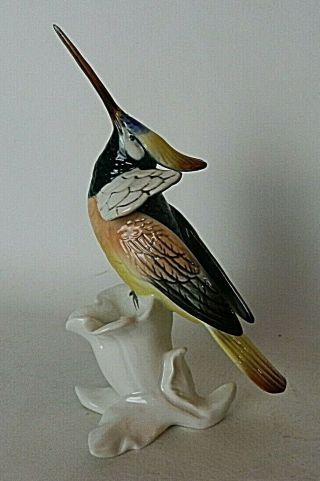 Vintage Karl Ens Volkstedt Porcelain Figurine Hummingbird On Flower,  6.  5 " 7266