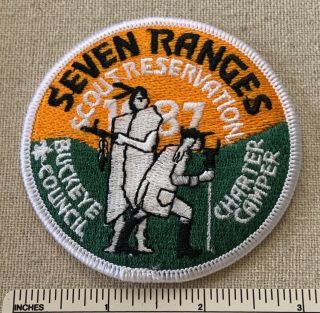 1987 Seven Ranges 7r Reservation Boy Scout Camp Patch Buckeye Council Charter