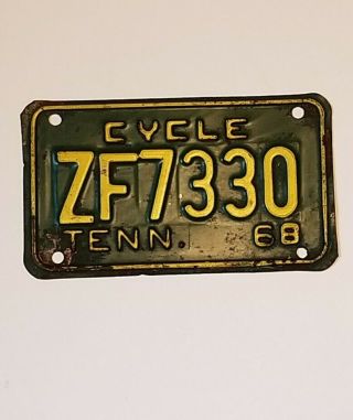 Vintage 1968 Tennessee Motorcycle License Plate