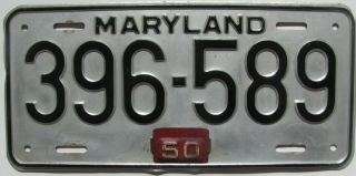 1950 Maryland Car License Plate