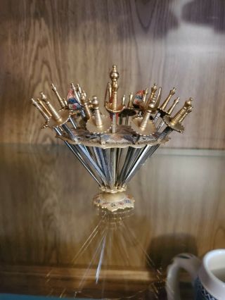 Vintage Brass Toledo Swords Cocktail Appetizers Picks Complete Set Of 24 Spain