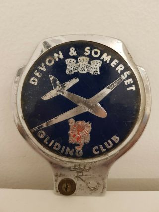Rare Vintage Devon And Somerset Gliding Club Car Badge Classic (rolls - Royce ?