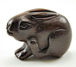 Vintage Rabbit Bunny Natural Solid Wood Tree Root Hand Carved Carving Figurine