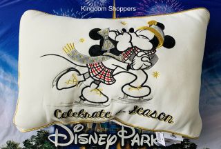 2020 Disney Parks Holiday Christmas Mickey Minnie Mouse Celebrate Throw Pillow