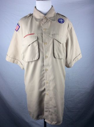 Boy Scout Bsa Uniform Shirt Mens Small S 100 Polyester Ss 1 Patch Vented