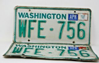 Vintage Washington License Plates Matching Pair Set 1970 