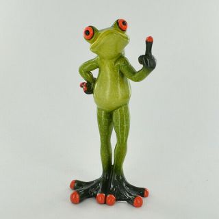 Comical Frogs Middle Finger Small Resin Figurine Great For Home Gift 80336