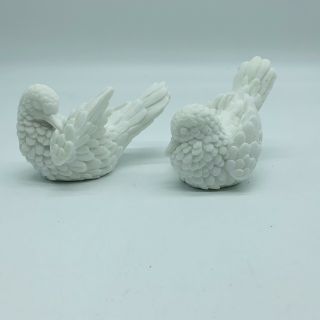Vintage White Doves Carved Alabaster A.  Santini Italy Love Birds