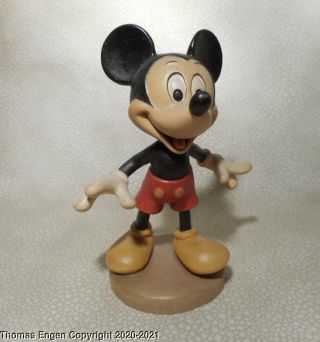 Walt Disney Conrad Moroder Mickey Mouse 5 Inch Carved Figurine Wood Italy Rare
